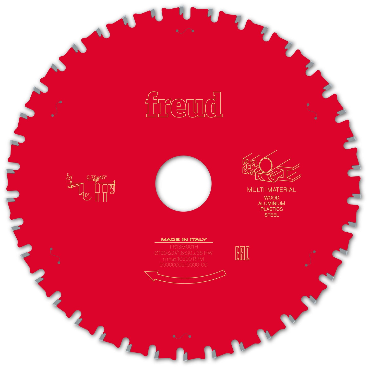 Freud | Sägeblatt D190.0x2.00/1.60x30.00 - Z38 FTa (Flach - Tarpezzahn