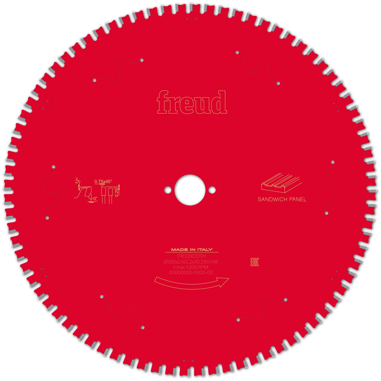 Freud | Sägeblatt D355.0x2.60/2.20x30.00 - Z80 FTa (Flach - Tarpezzahn