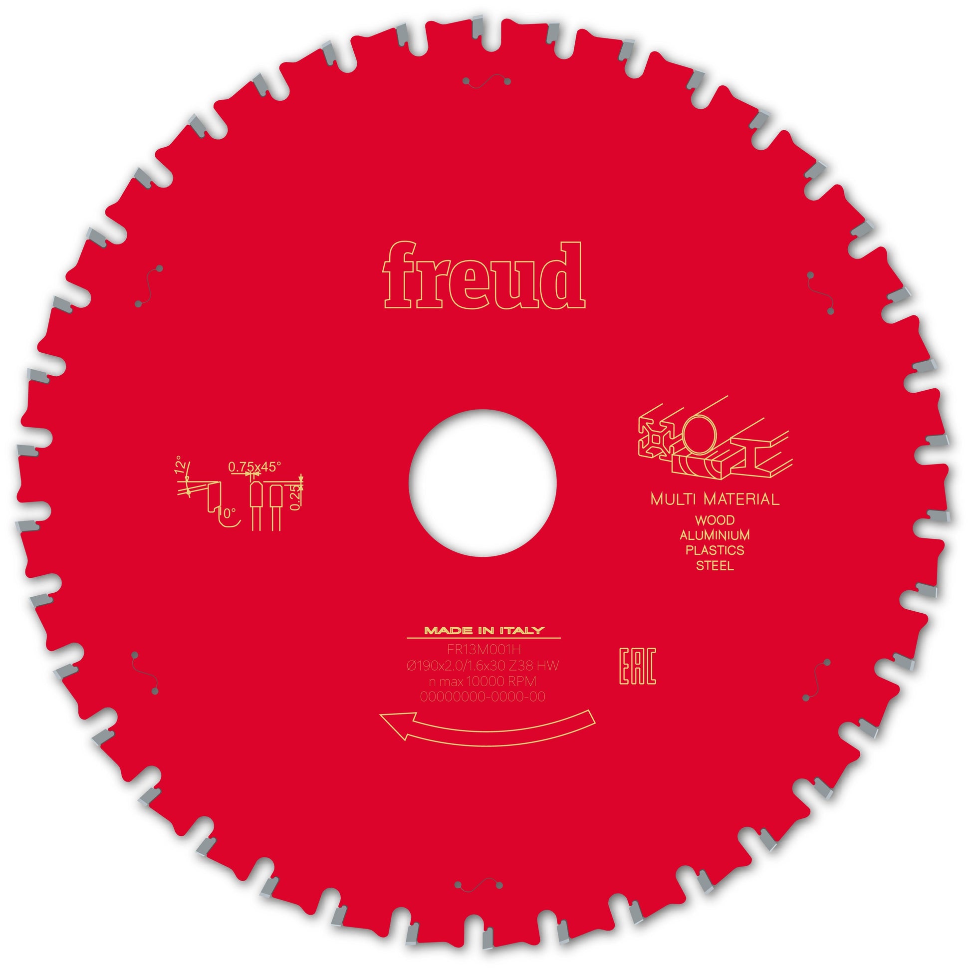 Freud | Sägeblatt D190.0x2.00/1.60x30.00 - Z38 FTa (Flach - Tarpezzahn