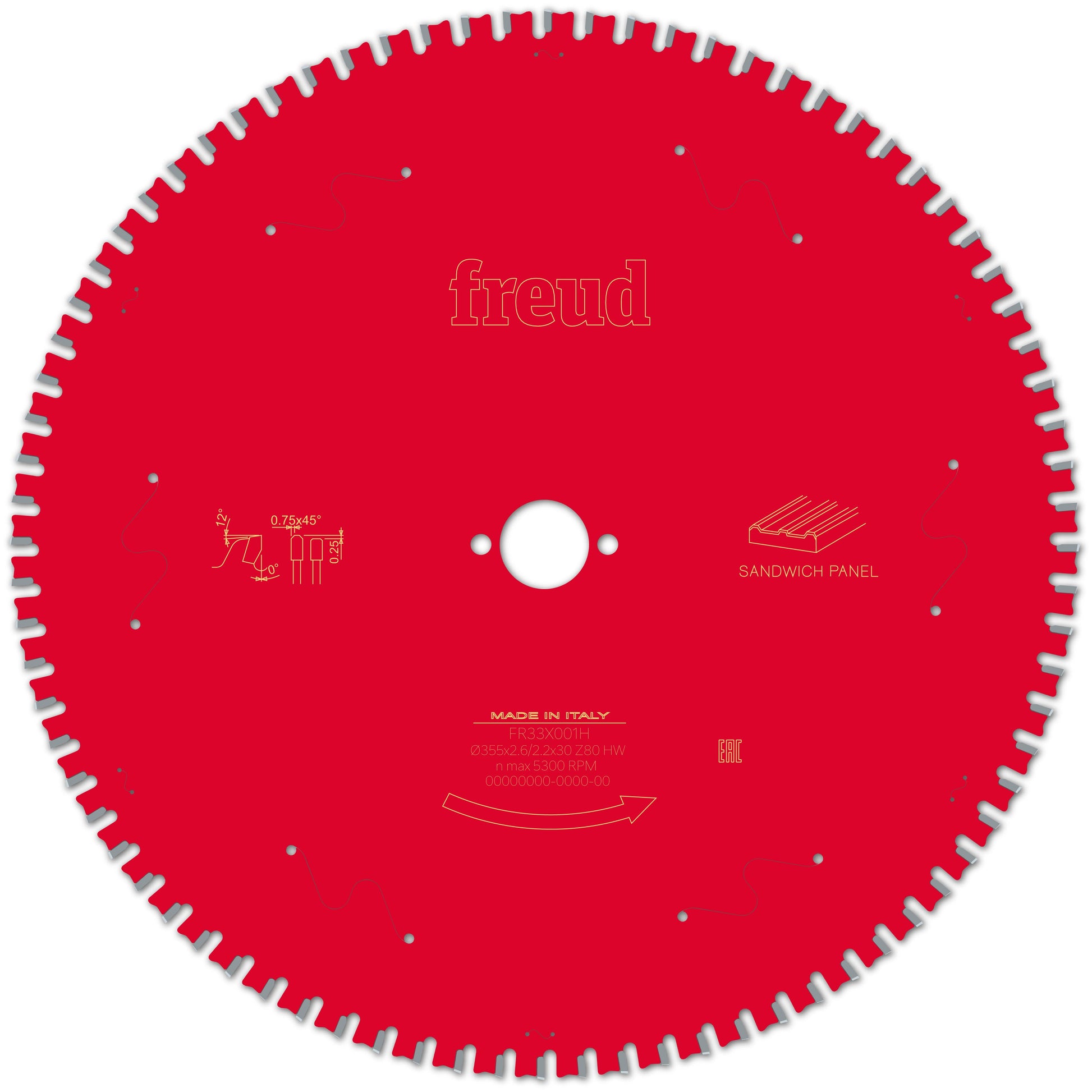 Freud | Sägeblatt D355.0x2.60/2.20x30.00 - Z80 FTa (Flach - Tarpezzahn